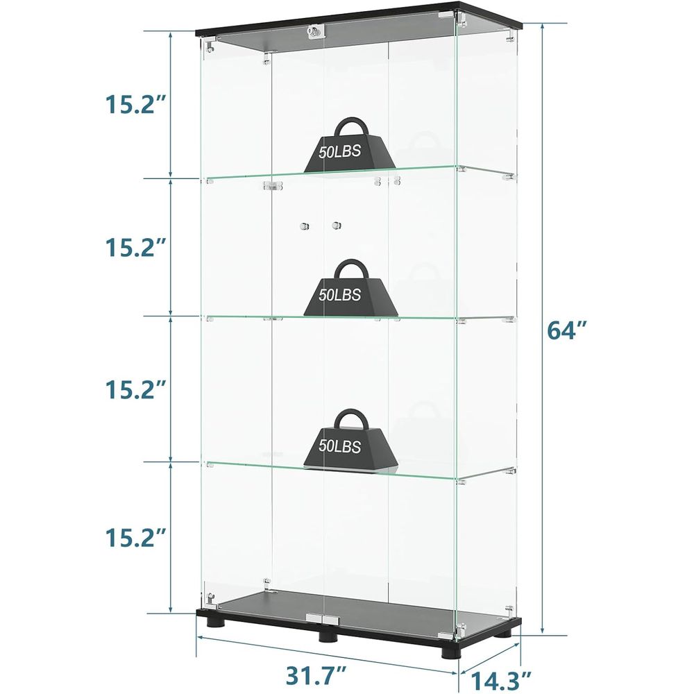 4 Raflı Çift Kapılı ve Kilitli - Glass Bed incelemesi ve fiyatı